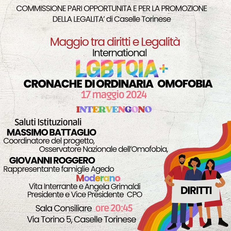 Caselle 17 maggio LGBTQIA+ cronache di ordinaria omofobia
