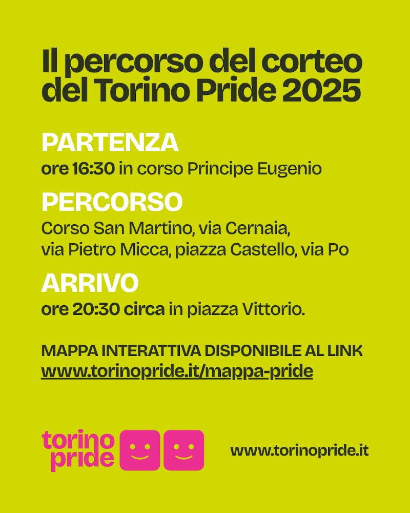 Torin Pride 2025 il percorso